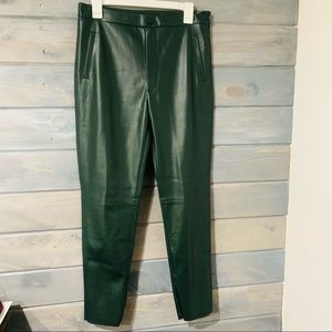 Zara Faux leather pant forest green